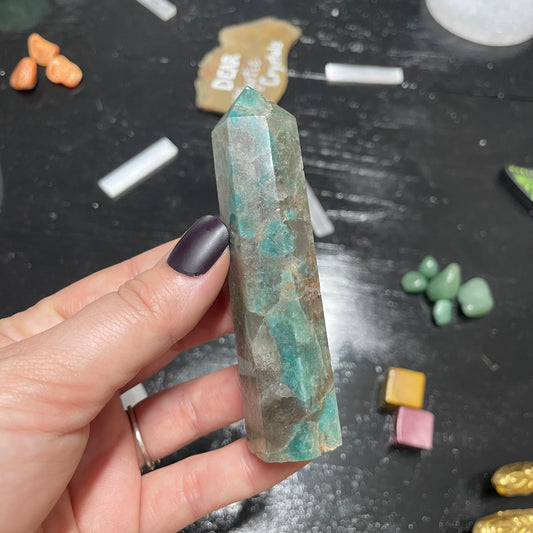 Amazonite with Smoky Quartz Tower